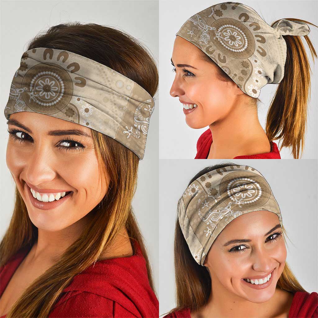 Beige Lizards Australia Neck Gaiter Boomerang Indigenous Art - Aussie Hoodie
