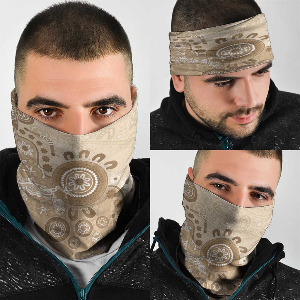 Beige Lizards Australia Neck Gaiter Boomerang Indigenous Art - Aussie Hoodie