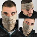 Beige Lizards Australia Neck Gaiter Boomerang Indigenous Art - Aussie Hoodie