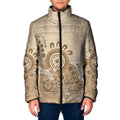 Beige Lizards Australia Padded Jacket Boomerang Indigenous Art - Aussie Hoodie