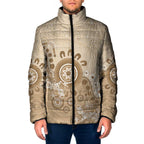 Beige Lizards Australia Padded Jacket Boomerang Indigenous Art - Aussie Hoodie