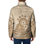 Beige Lizards Australia Padded Jacket Boomerang Indigenous Art - Aussie Hoodie