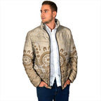 Beige Lizards Australia Padded Jacket Boomerang Indigenous Art - Aussie Hoodie