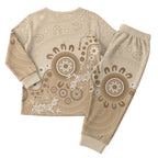 Beige Lizards Australia Christmas Pajama Set Boomerang Indigenous Art - Aussie Hoodie