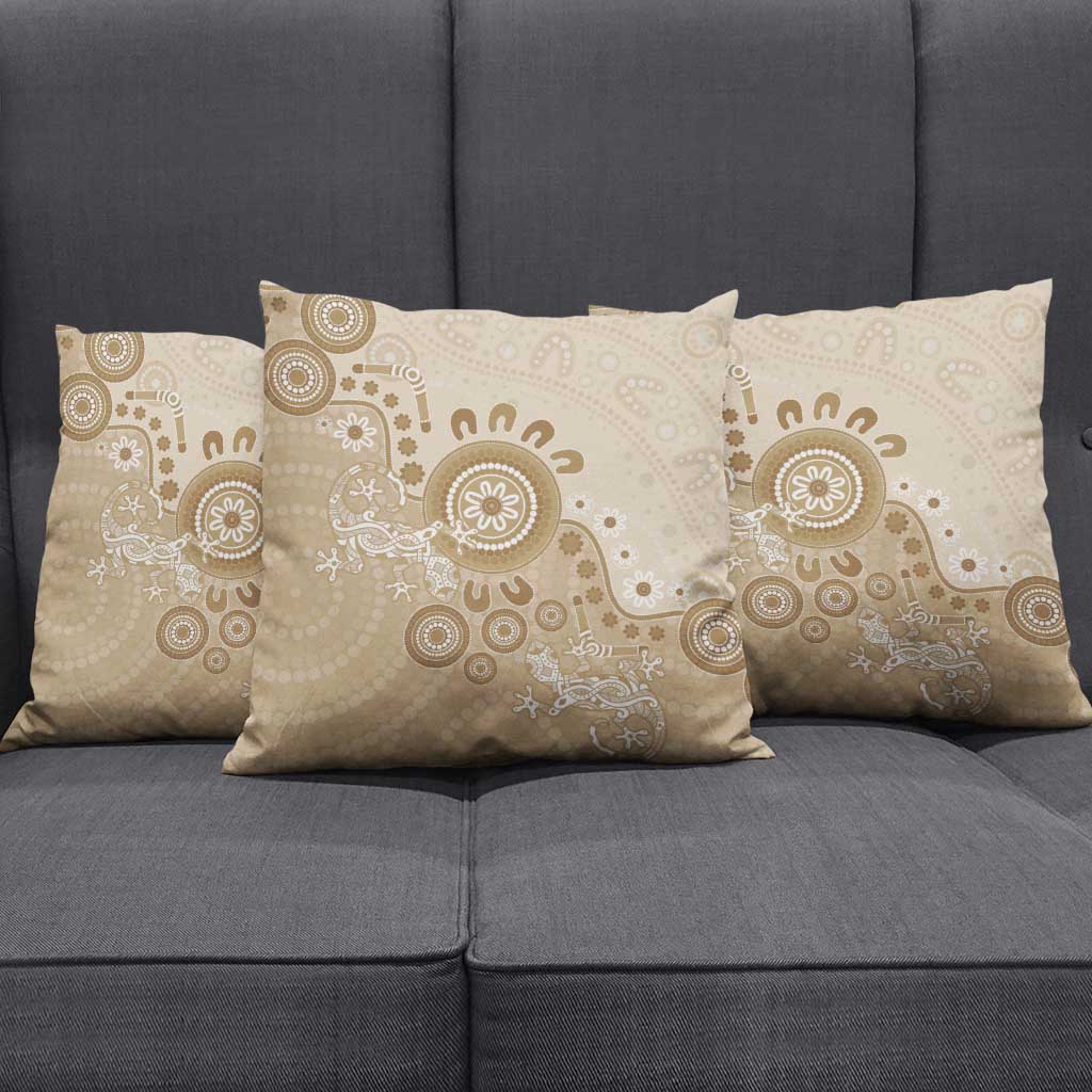 Beige Lizards Australia Pillow Cover Boomerang Indigenous Art - Aussie Hoodie