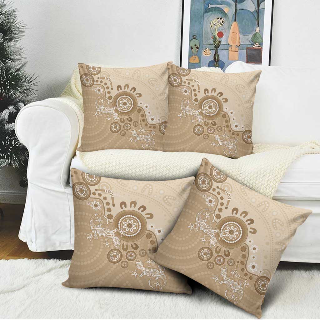 Beige Lizards Australia Pillow Cover Boomerang Indigenous Art - Aussie Hoodie