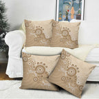 Beige Lizards Australia Pillow Cover Boomerang Indigenous Art - Aussie Hoodie