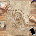 Beige Lizards Australia Puzzle Boomerang Indigenous Art - Aussie Hoodie