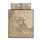 Beige Lizards Australia Quilt Bed Set Boomerang Indigenous Art - Aussie Hoodie