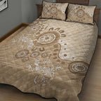 Beige Lizards Australia Quilt Bed Set Boomerang Indigenous Art - Aussie Hoodie