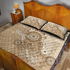 Beige Lizards Australia Quilt Bed Set Boomerang Indigenous Art - Aussie Hoodie