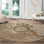 Beige Lizards Australia Round Carpet Boomerang Indigenous Art - Aussie Hoodie