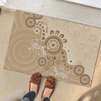 Beige Lizards Australia Rubber Doormat Boomerang Indigenous Art - Aussie Hoodie