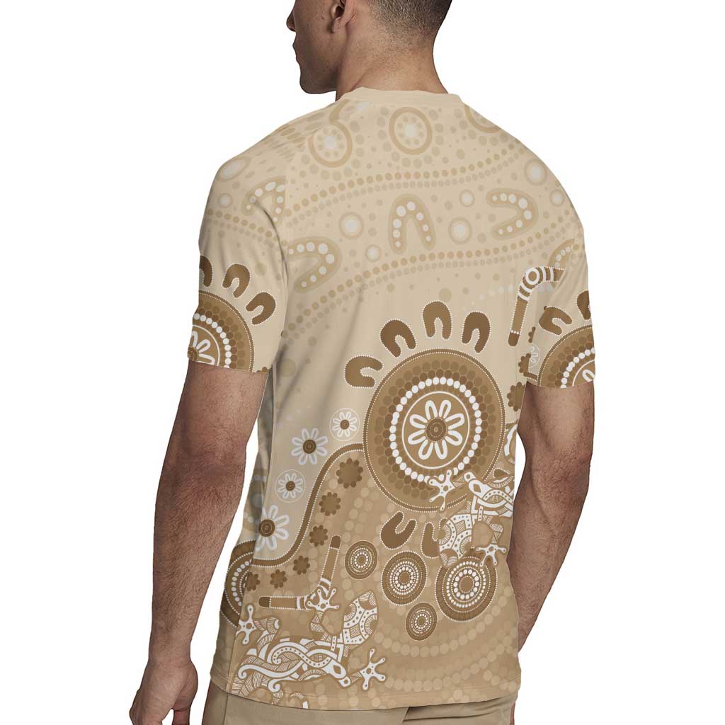 Beige Lizards Australia Rugby Jersey Boomerang Indigenous Art - Aussie Hoodie