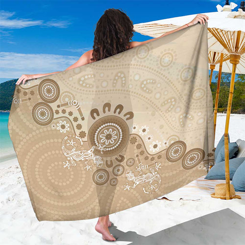Beige Lizards Australia Sarong Boomerang Indigenous Art - Aussie Hoodie