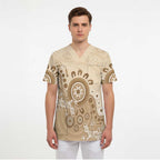 Beige Lizards Australia Scrub Top Boomerang Indigenous Art - Aussie Hoodie