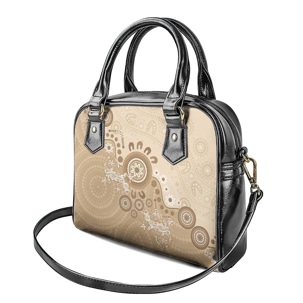 Beige Lizards Australia Shoulder Handbag Boomerang Indigenous Art - Aussie Hoodie