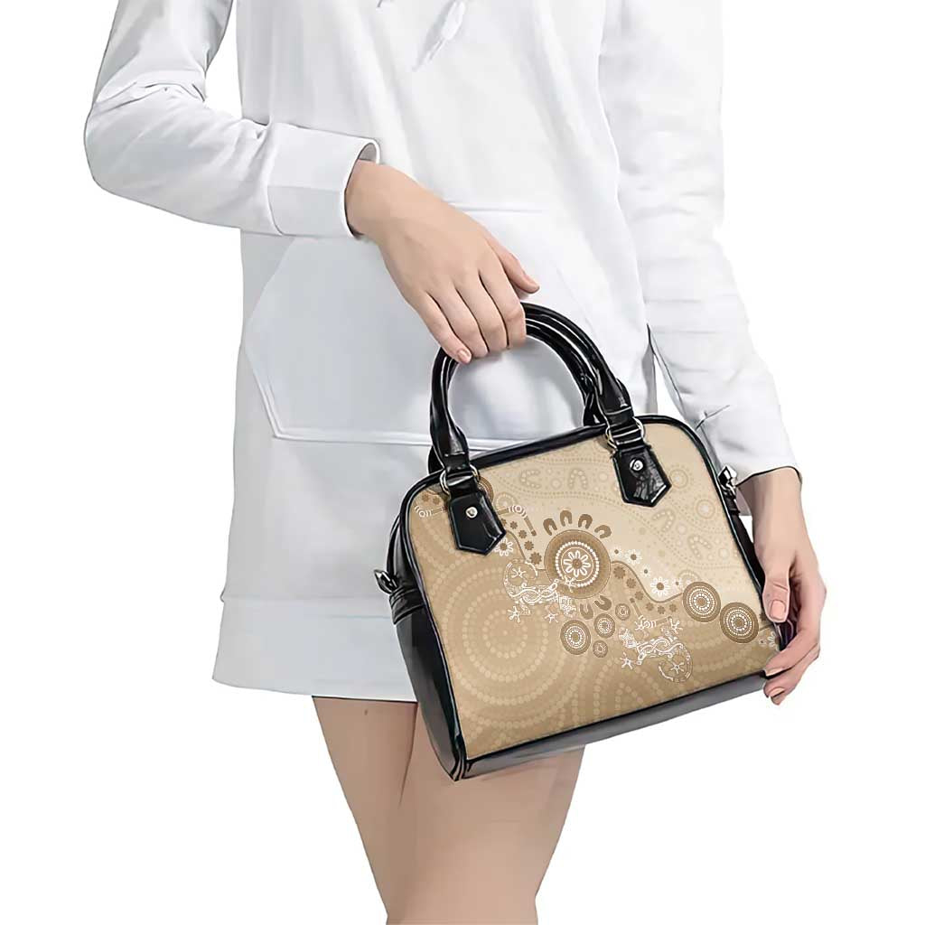 Beige Lizards Australia Shoulder Handbag Boomerang Indigenous Art - Aussie Hoodie