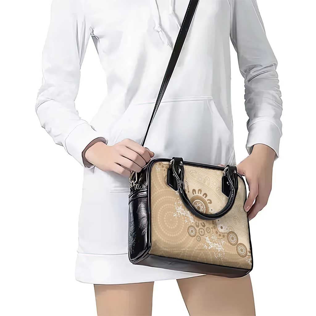 Beige Lizards Australia Shoulder Handbag Boomerang Indigenous Art - Aussie Hoodie
