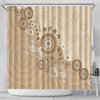 Beige Lizards Australia Shower Curtain Boomerang Indigenous Art - Aussie Hoodie