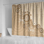 Beige Lizards Australia Shower Curtain Boomerang Indigenous Art - Aussie Hoodie