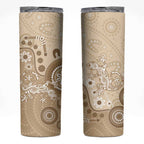 Beige Lizards Australia Skinny Tumbler Boomerang Indigenous Art - Aussie Hoodie