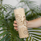 Beige Lizards Australia Skinny Tumbler Boomerang Indigenous Art - Aussie Hoodie