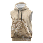 Beige Lizards Australia Sleeveless Hoodie Boomerang Indigenous Art - Aussie Hoodie