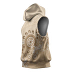 Beige Lizards Australia Sleeveless Hoodie Boomerang Indigenous Art - Aussie Hoodie