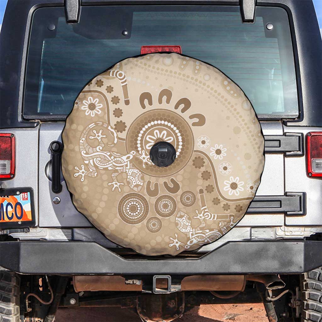 Beige Lizards Australia Spare Tire Cover Boomerang Indigenous Art - Aussie Hoodie