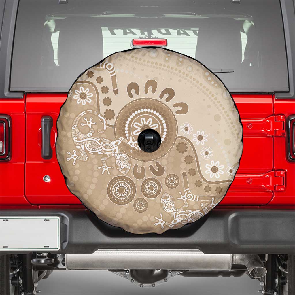 Beige Lizards Australia Spare Tire Cover Boomerang Indigenous Art - Aussie Hoodie