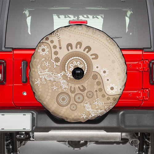 Beige Lizards Australia Spare Tire Cover Boomerang Indigenous Art - Aussie Hoodie