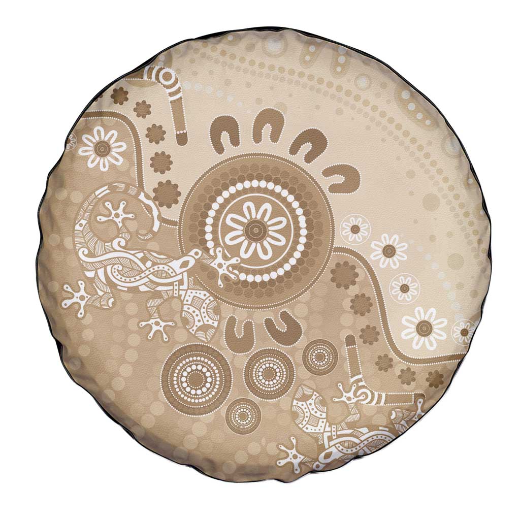 Beige Lizards Australia Spare Tire Cover Boomerang Indigenous Art - Aussie Hoodie