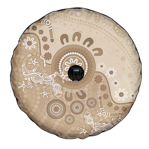 Beige Lizards Australia Spare Tire Cover Boomerang Indigenous Art - Aussie Hoodie