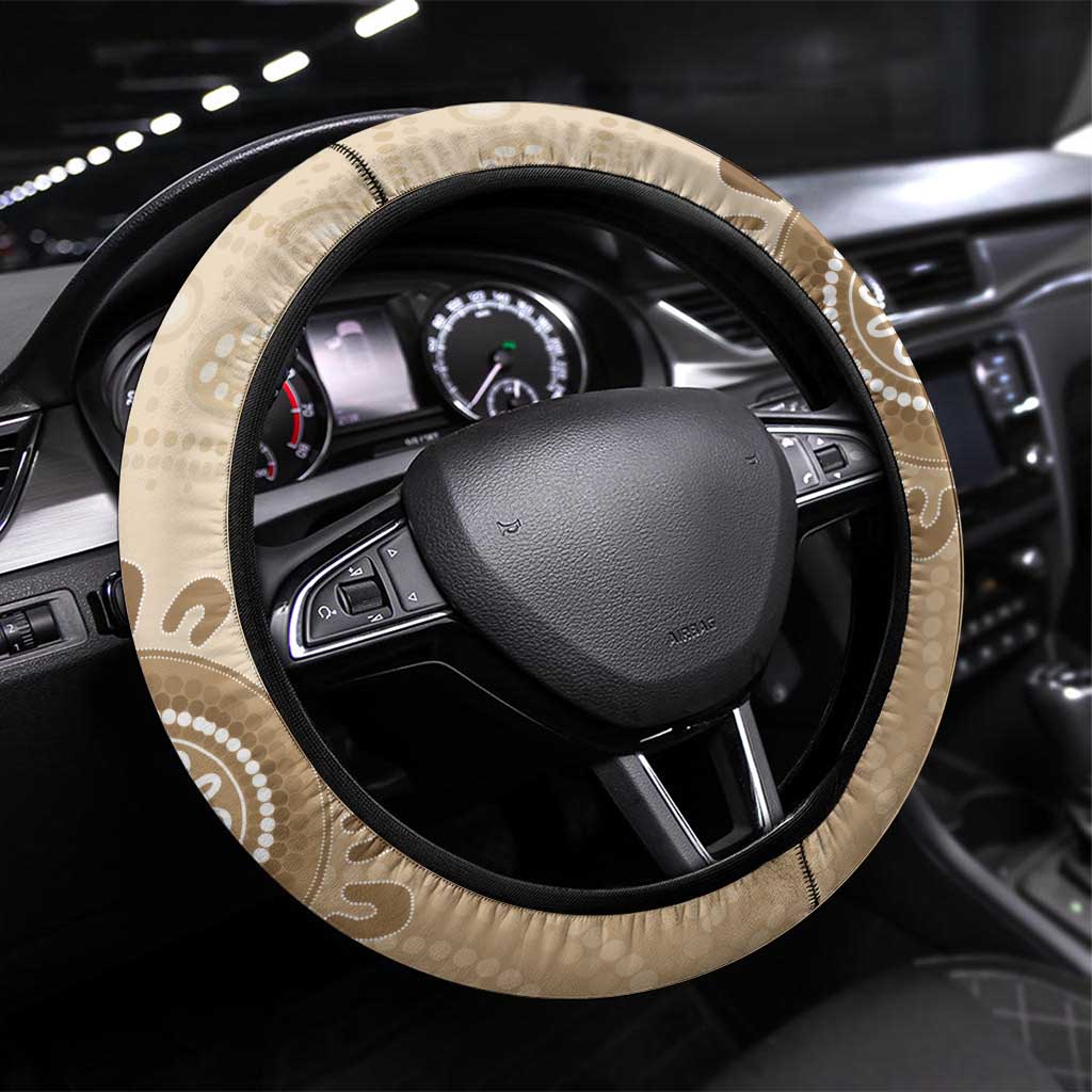 Beige Lizards Australia Steering Wheel Cover Boomerang Indigenous Art - Aussie Hoodie
