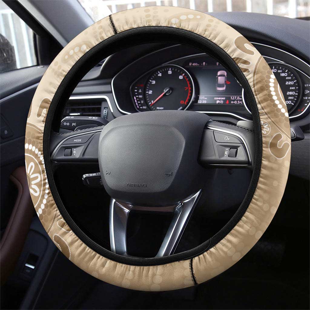 Beige Lizards Australia Steering Wheel Cover Boomerang Indigenous Art - Aussie Hoodie