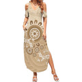 Beige Lizards Australia Summer Maxi Dress Boomerang Indigenous Art - Aussie Hoodie