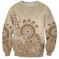 Beige Lizards Australia Sweatshirt Boomerang Indigenous Art - Aussie Hoodie