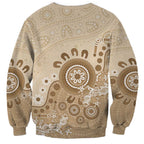 Beige Lizards Australia Sweatshirt Boomerang Indigenous Art - Aussie Hoodie