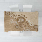 Beige Lizards Australia Tablecloth Boomerang Indigenous Art - Aussie Hoodie