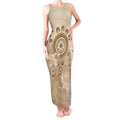 Beige Lizards Australia Tank Maxi Dress Boomerang Indigenous Art - Aussie Hoodie
