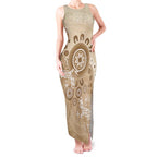Beige Lizards Australia Tank Maxi Dress Boomerang Indigenous Art - Aussie Hoodie