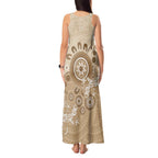 Beige Lizards Australia Tank Maxi Dress Boomerang Indigenous Art - Aussie Hoodie