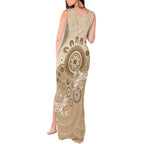 Beige Lizards Australia Tank Maxi Dress Boomerang Indigenous Art - Aussie Hoodie