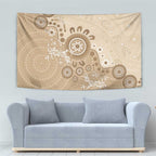 Beige Lizards Australia Tapestry Boomerang Indigenous Art - Aussie Hoodie