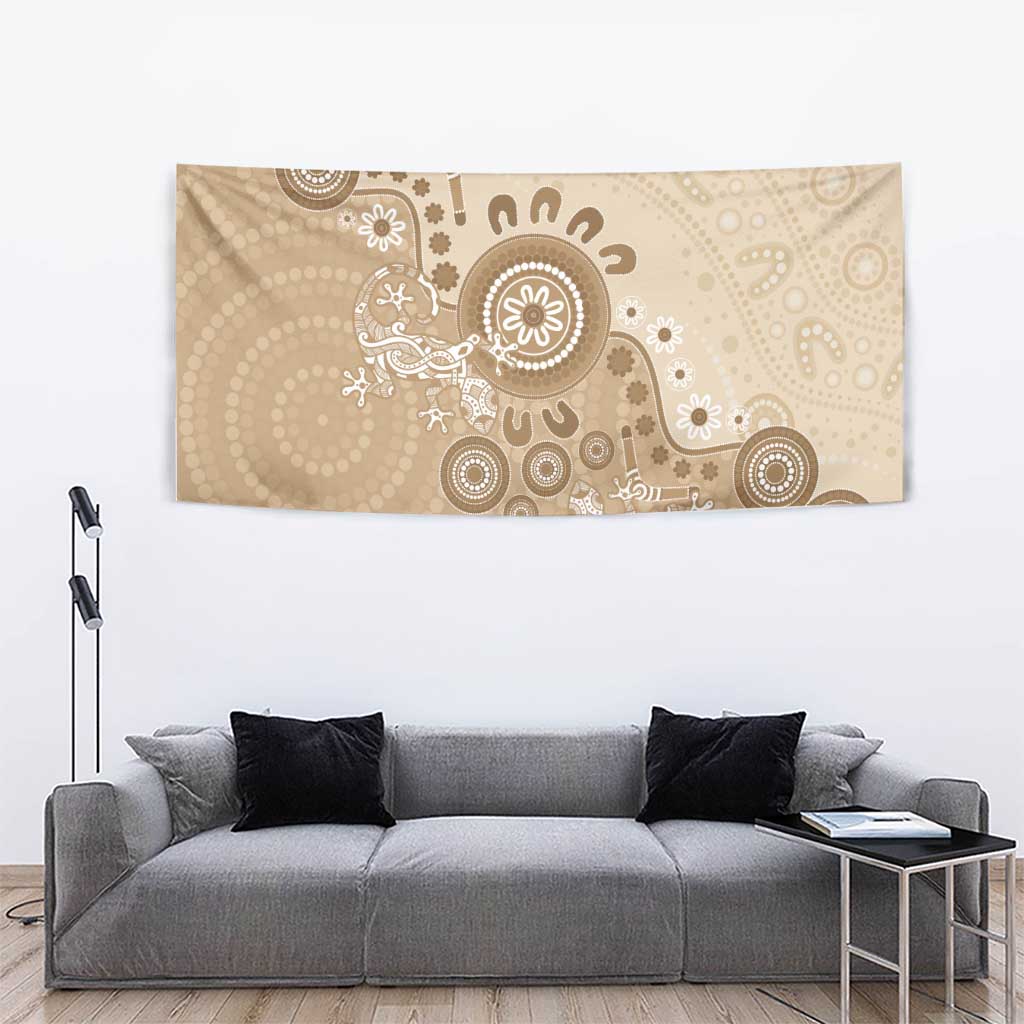 Beige Lizards Australia Tapestry Boomerang Indigenous Art - Aussie Hoodie
