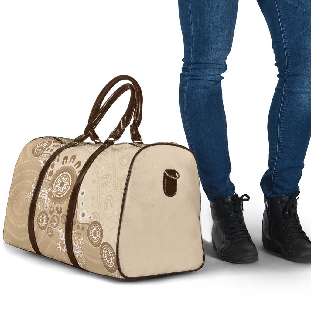 Beige Lizards Australia Travel Bag Boomerang Indigenous Art - Aussie Hoodie