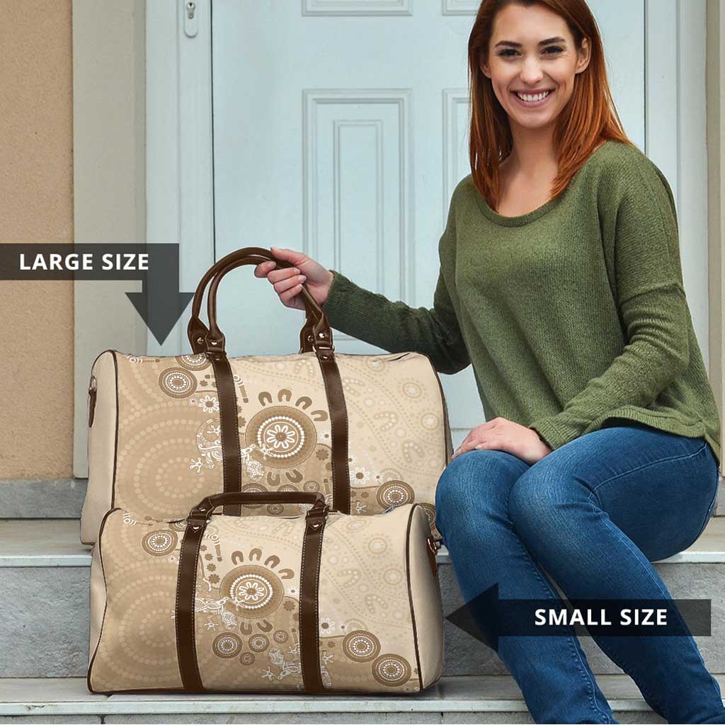 Beige Lizards Australia Travel Bag Boomerang Indigenous Art - Aussie Hoodie