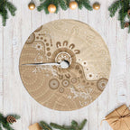 Beige Lizards Australia Tree Skirt Boomerang Indigenous Art - Aussie Hoodie