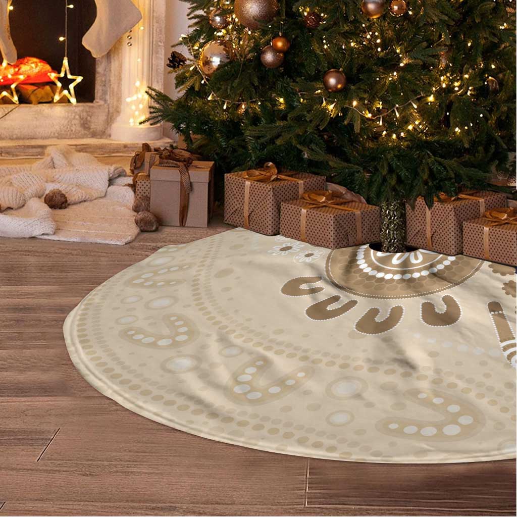 Beige Lizards Australia Tree Skirt Boomerang Indigenous Art - Aussie Hoodie